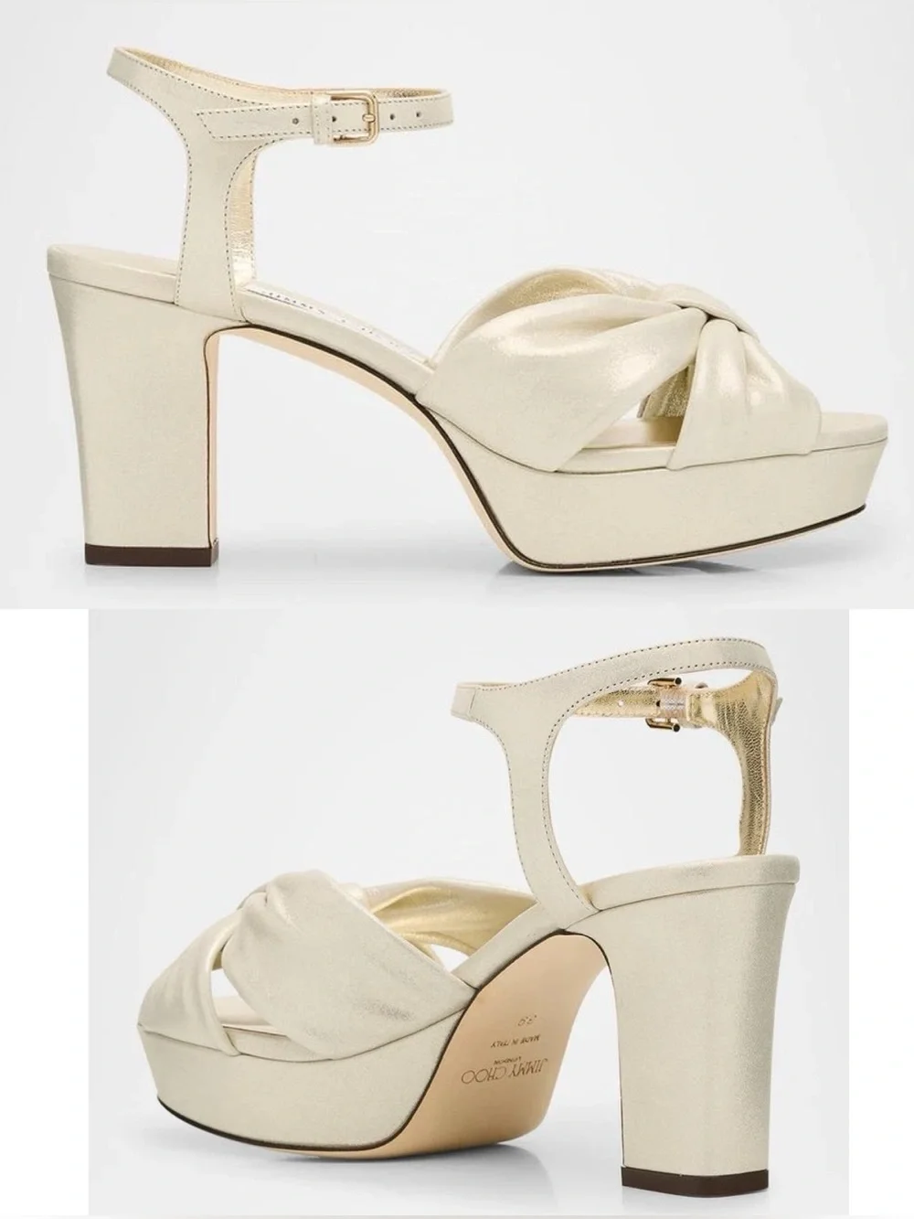 Like new Jimmy Choo Women’s Heloise 80 Shimmer Suede Platform Sandals $1,050